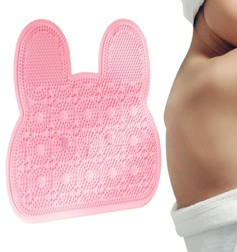 Shower Foot Scrubber, Bunny Suction Cup, Silicone Foot Scrubber Back Washer for Shower, Gentle Massage and Cleaning Tool, Practical Bath Accessory for Elderly Kids Home Bathtub Floor Apartment