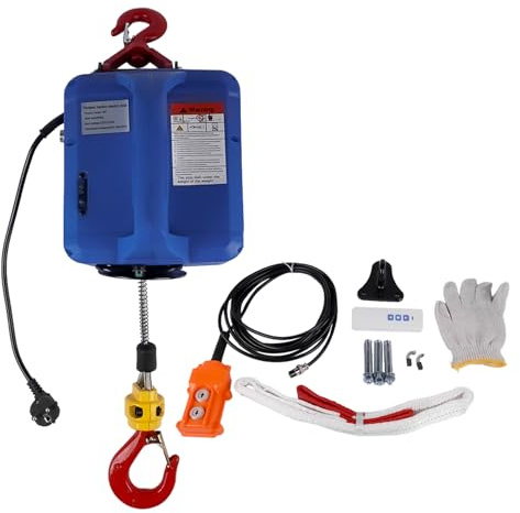 3 in 1 Elektrische Seilwinde 1500W, 500KG Elektrischer Seilzug Tragbarer Winden Hebezeuge mit verbesserter Infrarot-Endschalter, vertikales und horizontales Heben 120M Ferbedienung, Blau