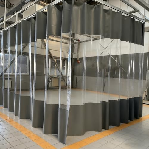 Tenda a strisce in PVC impermeabile, divisorio in vinile trasparente, 2,7 x 2,7 m, barriera termica isolata per cortili, ingressi e magazzini, resistente alle intemperie, durevole e facile da