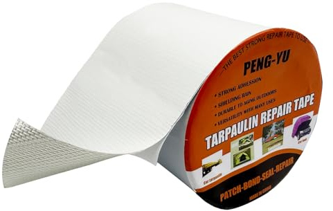 Lianshi Heavy Duty Awning Repair Tape, Waterproof Strong Adhesive Patch, Instant Fix Tape for Tent, Boat Covers, Tarp, Sail, Canopy, Canvas, Tarpaulin, 4INX20FT, White