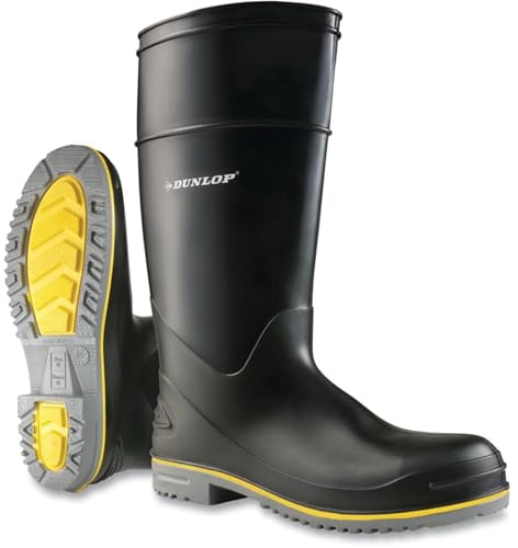 DUNLOP 15 Flex 3 Work boots for Men & Women - Chemical resistant - Steel toe - PVC Safety boots - Waterproof Rubber boots - Black/Grey - Size 5-15