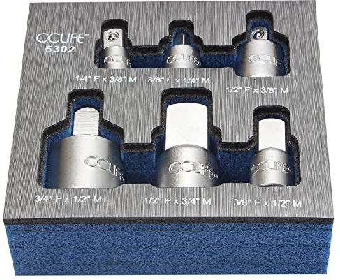 CCLIFE Stecknuss Adapter Set, 6 tlg Adapter Satz 1/2, 3/4, 3/8, 1/4 Steckschlüssel NussSteckschlüssel Adapter für Steckschlüssel Nuss