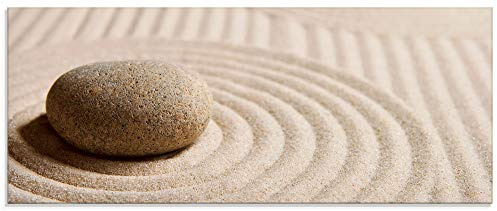 ARTland Wanddeko Glasbilder Wandbild Glas Bild einteilig 125x50 cm Querformat Wellness Zen Sand Entspannung Steine Maritim S6RW