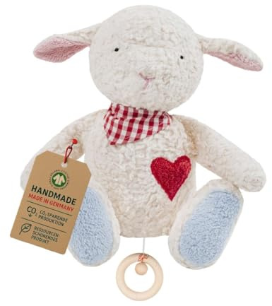 Efie Bio -Spieluhr Schäfchen, kontrolliert biologischer Anbau (organic), Made in Germany, GOTS zertifiziert, nachhaltig, Melodie (Sandmann lieber Samdmann)