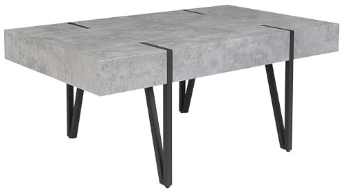 Beliani Couchtisch hellgrau Betonoptik MDF-Platte 100 x 60 cm Adena