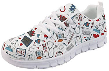 POLERO Nurse - Zapatillas de Mujer para Enfermera, Ligeras, para Correr, Caminar, Malla, Planas, para Tenis, para Mujer, Deportes, Apartamentos, 40 EU, Blanco