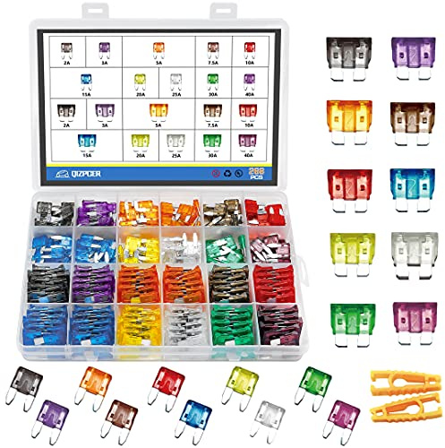 266 Stück Auto Sicherungen Sortiment Kit - Flachsicherungen Automotive - Standard und Mini Größe (2A/3A/5A/7.5A/10A/15A/20A/25A/30A/40AMP/ATC/ATO) Ersatzsicherungen für Marine, Auto, Wohnmobil,