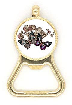 Flowers and Butterfly Art Deco Gift Fashion Beer Bottle Cap Opener Stainless Steel Key Chain