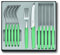 Victorinox Modern set de cubiertos para 6 personas, 12 piezas, incl. cuchillos de sierra afilados, mangos de plástico, verde menta