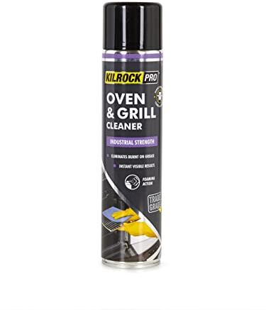 Kilrock Pro Oven & Grill Cleaner 600ml - Emuslifies grease and burnt on stains - Industrial strength foaming action, Black