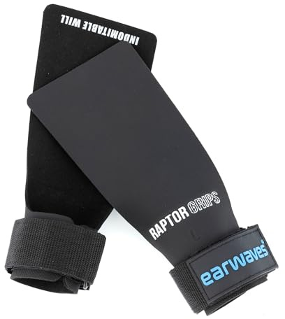 Earwaves ® Raptor Grips - Fingerless Maniques sans Trous, Gants pour l’Haltérophilie, Gymnastique, Empêche Les Ampoules et des Déchirures, Meilleure Rétention de Magnésium (Regular)