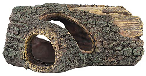 Uniclife Aquarium Large Betta Log Resin Hollow Tree Trunk Decor Artificial Wood Fish House Cave Bark Ornament with Hideout Holes for Shrimp Small Cichlid Lizard and Turtle in 10-70 Gallon Fish Tank