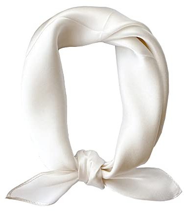ACMEDE Foulard Quadrato Sciarpa in Pura Seta da Donna Uomo Sciarpe 100% Seta di Gelso Bandane Leggere per Capelli da Donna Testa Collo Decorazione Copricapo Sciarpa, 55 x 55 cm (Crema)
