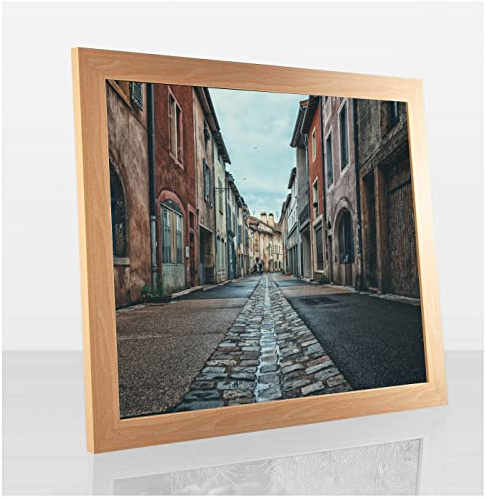 Orion Deluxe Bilderrahmen Posterrahmen 98x75 cm Puzzlerahmen Buche Dekor Kunstglas Klar Hintergrund Weiss