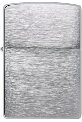 Zippo Sturmfeuerzeug - Brushed Chrome mit seitlicher Flammengravur - Nachfüllbar - Wiederverwendbar - Windfestes Design - Geschenkbox - Made in USA - Amazon Exclusive