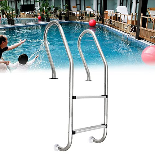 IBOWZ Rail de Piscine Main Courante de Piscine Échelle de Piscine,Escalator de Piscine antidérapant en Acier Inoxydable 304,Rampe d'escalier de Piscine à 2 marches,Montage Facile,capacité de Poids