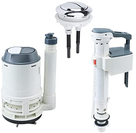 T Tulead Toilet Tank Parts Replacement Toilet Dual Flush Valve 7 Height, Fill Valve,Push Button, Fill Valve Thread Dia: G1/2, Flush Valve Dia: 3