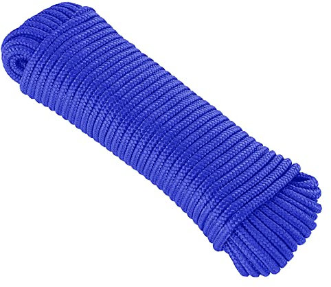 KuTi Kai 20 m langes Nylonseil, Klettern, leistungsstarkes Seil, solide Nylonschnur, dickes Mehrzweckseil, langlebiges langes Seil zum Klettern, Bündeln, Angeln und Heimwerken usw. (4 mm, blau)