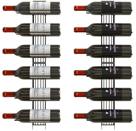 J JACKCUBE DESIGN Wall Mount Wine Rack Organiser for 12 Bottles, Heavy Duty Steel Wine Champagne Liquor Storage Display Holder Rack for Kitchen, Wine Cellar and Home Decor- MK823B