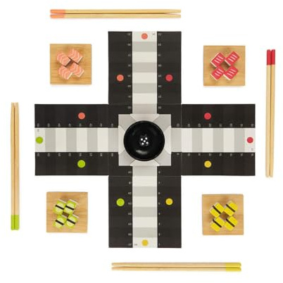 balvi Brettspiel Ludoshi Originelles klassisches Spiel im Sushi-Design Holz/Bambus