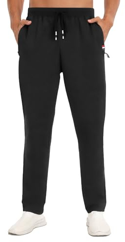 YUTYTH Tracksuit Bottoms Men, Cosy Breathable Men's Joggers with Zip Pocket and Elasticated Waist, Cotton Trousers for Men for Daily Wear and Gym Running Black