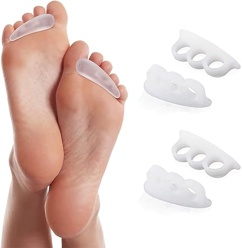 WKRTDY 4x Premium Silikon Gel Zehenspreizer - Hallux Valgus, Zehenstrecker & Vorfußpolster