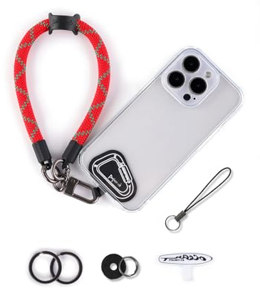 project-cb Handgelenkschlaufe handy,Handy Handykette Pads ×2, Handyhülle Halterung,Handgelenkschlaufe für Schlüssel, AirPods, Kamera(Ferien-Rot, 30cm)