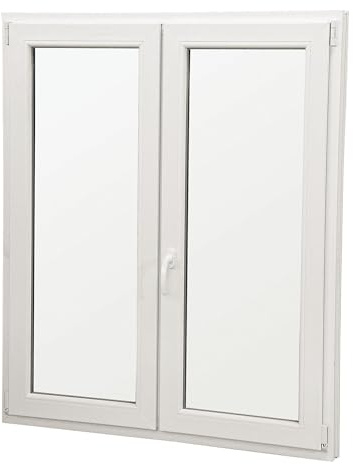 Finestra a Due Ante in PVC Bianco 90x120 cm con Doppio Vetro Camera da 24mm Infissi in PVC 5 Camere e Vetri Antinfortunistici F90x120