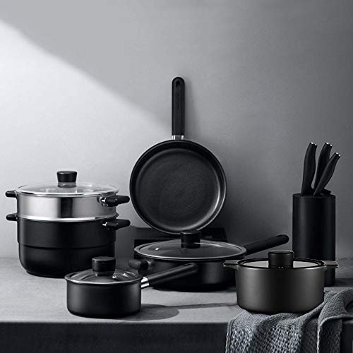 BONOOL Batterie de Cuisine antiadhésive, ustensiles de Cuisine Domestique, casseroles et poêles avec Casserole, poêles à Frire, casseroles, couvercles, ustensiles (sans Couteau) (Taille : Style A)