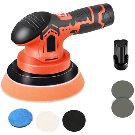 KOHARA 12V Cordless Car Polisher 5000RPM 6-Speed Adjustable Wireless Electric Polish Waxing Machine Car Beauty Auto Washing Tool Efficient Polishing