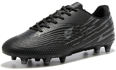 EPIMENO Soccer Cleats Men's and Women's Lightweight Football Shoes Outdoor Rugby Boots Black/Grey