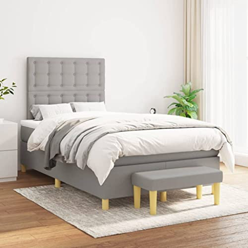 THOYTOUI Boxspringbett, Seniorenbett Bettsystem Bett Bettgestell Geeignet für Wohnungen Hotel Schlafzimmer Aufenthaltsraum mit Matratze Hellgrau 120x200 cm Stoff