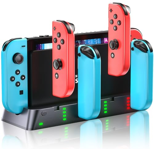 Wenocally Station de Charge pour Contrôleur de Commutateur Compatible Joy Con Nintendo Switch & Switch OLED Model, Station de Chargement pour Commutateur Prenant en Charge 6 Joycons et Indicateur LED