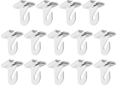sourcing map 14 Pair Drop Ceiling Hooks 1 W Metal T-Bar Track Clip Suspended Drop Ceiling Tiles Ceiling Hooks for Hanging Plants & Decorations, White