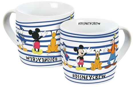 Taza de porcelana de Mickey & Friends Crew 300 ml, taza de café, taza infantil, Mickey Mouse, Minnie Mouse, multicolor
