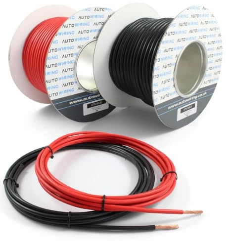 70 AMP Rated 10mm² 8 AWG Single Core Stranded Copper Cable RED BLACK 12v 24v Thin Wall Wire (5M 10M 20M 30M) (Red, 5M Coil)