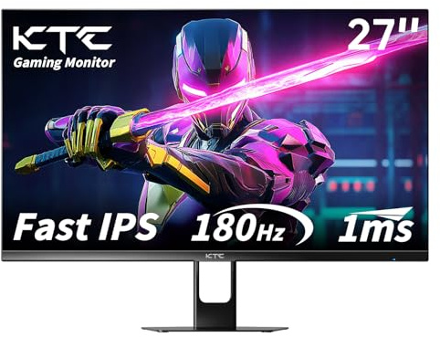 KTC 27 Inch Gaming Monitor 180Hz, Full HD 1920x1080 Fast IPS Computer Monitor, DP 1.4 & HDMI 2.0 Ports 1Ms FreeSync Frameless PC Gamer Monitor, HDR, VESA Mount, H27F22