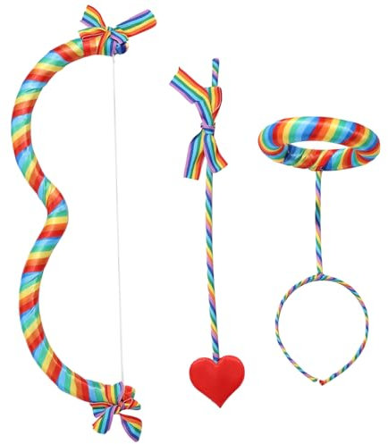 CHICTRY Halloween Amor Kostüm Set Amor Bogen Herz Pfeil mit Heiligenschein Stirnband Valentinstag Cosplay Weihnachten Karneval Fasching Bunt One Size