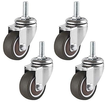 LDTTYRC Lenkrollen mit Bremse, 2 Zoll, 50 mm Gummirolle, 360° drehbare Möbelrolle, 4er-Set, M8/M10-Standardschaft, Tragkraft 150 kg, Kugellager (4 Universal, M8)
