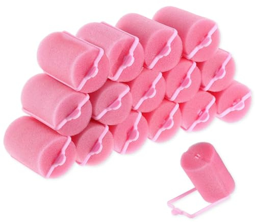 16 Pcs Foam Sponge Hair Rollers, Large Pink Soft Curlers for Women & Girls, Flexible Sleeping Curlers, DIY Hair Styling Tools, 30mm Size