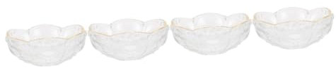 PRETYZOOM 4 Piezas Recipiente De Vidrio con Borde Dorado Plegable Platos para Servir Recipientes para Servir Chips Tazón De Batido Utensilios para Servir Ensalada Vajilla Bol Transparent