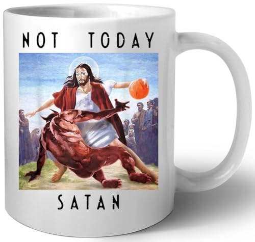 Inte I dag Satan Jesus Mot Satan I Basketboll Keramisk Mugg