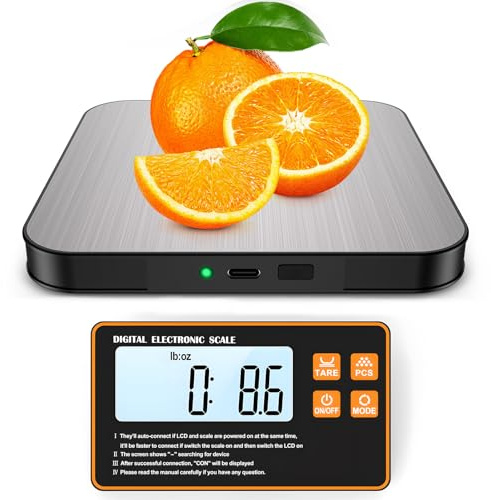 [Neu] Brifit Digitale Küchenwaage 15kg/1g mit Abnehmbarem Display – Wiederaufladbare Küchenwaage mit USB-C, Edelstahl Oberfläche, Grammwaage für Lebensmittel, Backen, Kochen, Brief, Feinwaage Küche | Abnehmbares Display, USB-C wiederaufladbar, Edelstahl-Oberfläche