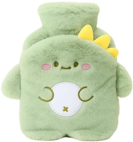 Wärmflasche, 500ML Kinderwärmflasche, Süße Dinosaurier Wärmflasche Stitch mit Weichem Bezug, Kinderwärmflasche Zur Reinigung Abnehmbar, Geschenk für Kinder und Erwachsene