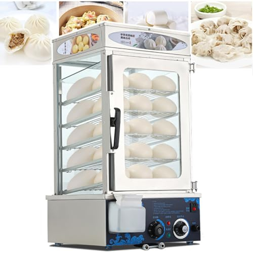 WhFKLca Cuiseur Vapeur éLectrique Dim Sum 1200 W (5 Couches), Cuiseur Vapeur Commercial pour Petits Pains, Chauffe-Plats éLectrique, Plage De TempéRature De 30 à 110 ℃, pour Magasin Buffet Restaurant