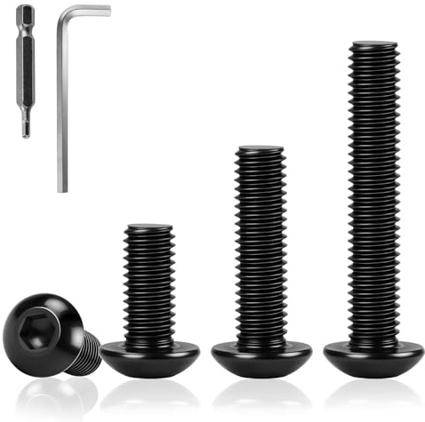 NZNSML 40 Stück Linsenkopfschrauben M6 x 10 mm Flachkopfschrauben Schwarz | Innensechskant Edelstahl Vollgewinde Schrauben für Möbel DIY-Projekte mit Schraubendreherbits und Schraubenschlüssel