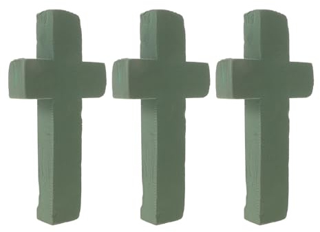 ARTIBETTER 3 Piezas de Espuma en Forma de Cruz Verde para Decoración Funeraria Iglesias, Espuma Húmeda de Alta Densidad para Flores Artificiales y Arreglos de Altar