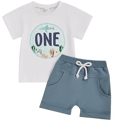 UUAISSO Ropa Para el Primer Cumpleaños Bebé niño Camisetas Manga Larga Estampado oso Pantalones Cumpleaños un año Conjuntos Para Recién Nacidos pescado blanco 12-18 meses