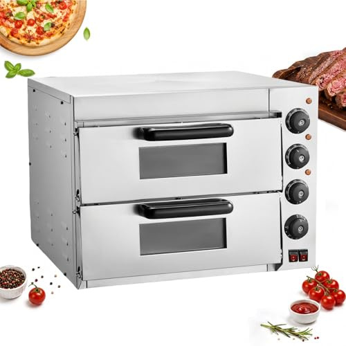 Forno elettrico per pizza commerciale con pietra per pizza, in acciaio inossidabile, temperatura regolabile da 50 a 350 °C, per pizze da 40,6 cm, ideale per uso domestico, panetteria e ristorante