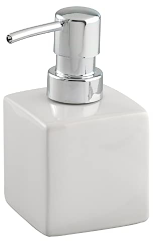 WENKO Seifenspender Square White, Flüssigseifen-Spender, Spülmittel-Spender, 0.245 l